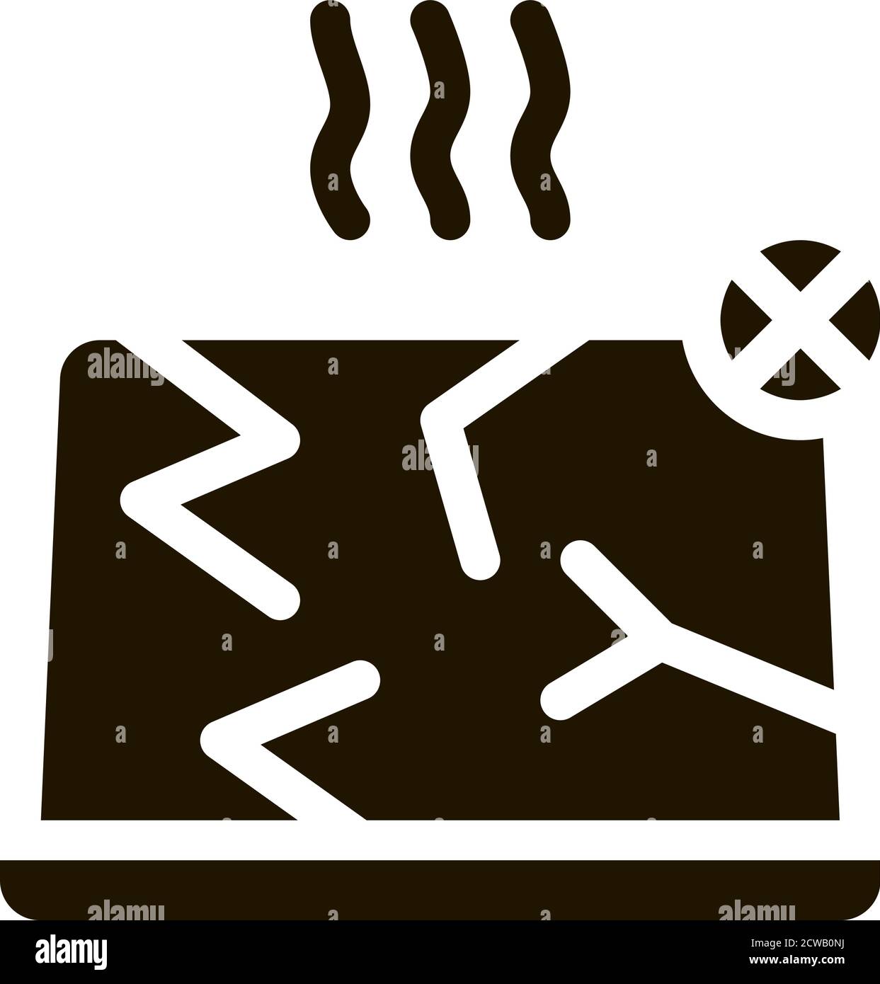 Wrecked Laptop Icon Vector Glyph Illustration Stock Vector