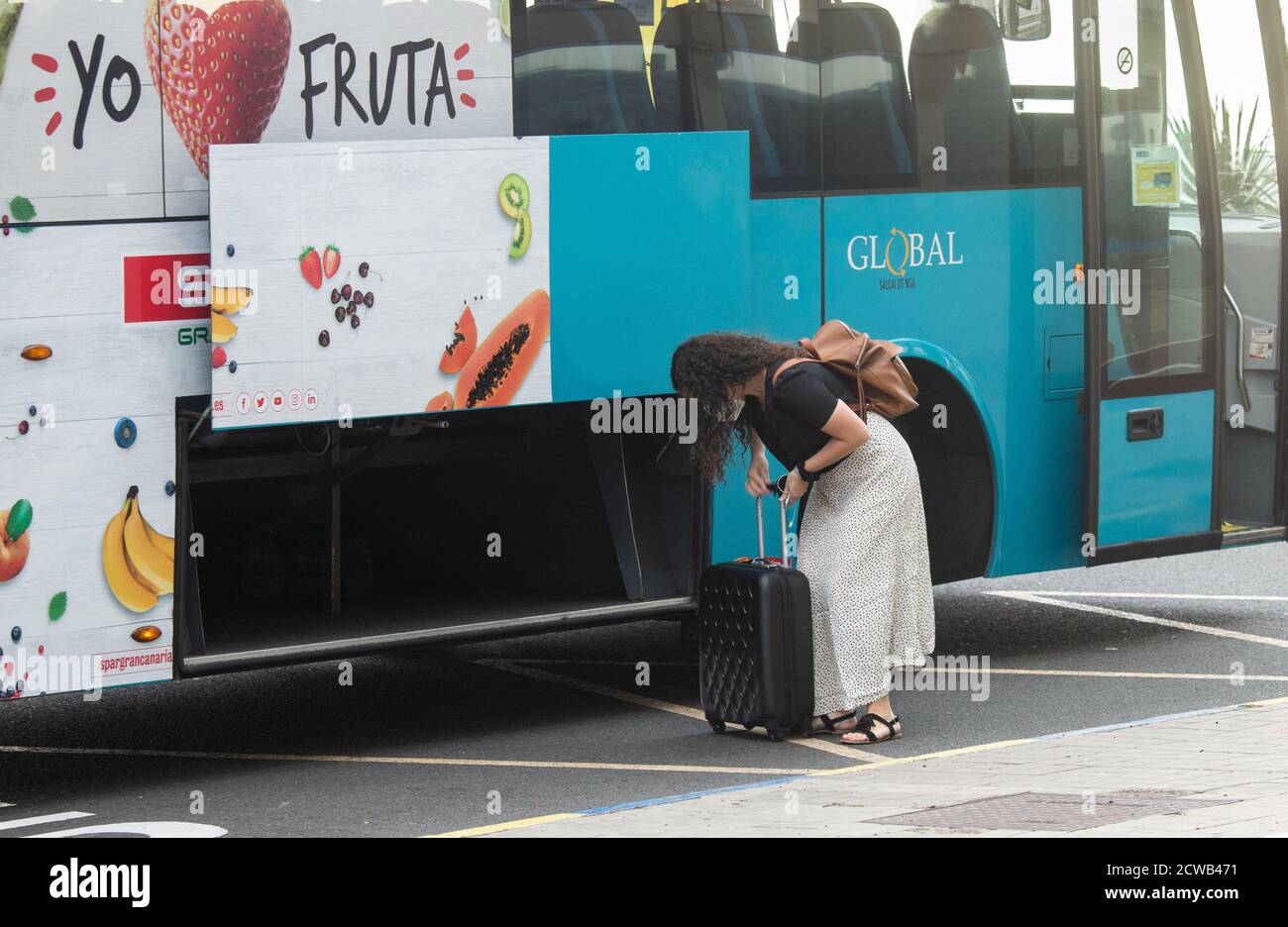 Las Palmas, Gran Canaria, Canary Islands, Spain. 29th September, 2020. Very  few tourists arriving on the airport bus in Las Palmas on Gran Canaria. The  current spike in Coronavirus cases in Spain