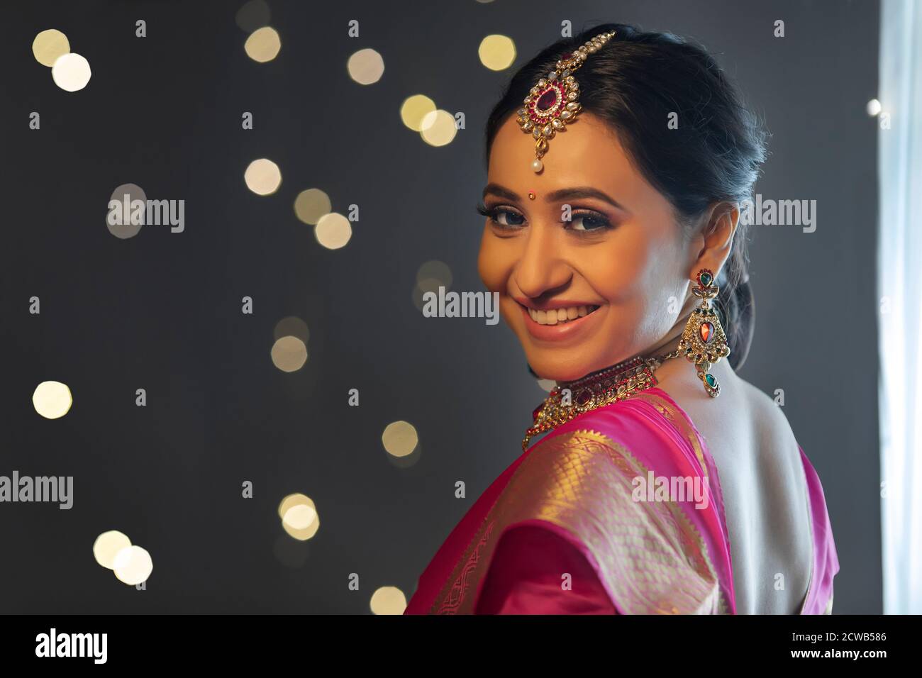 Woman In Saree Smiling Confidently Stock Photo Alamy