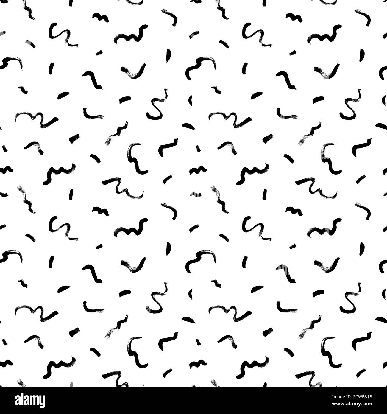 Black freehand scribbles vector seamless pattern.  Stock Vector