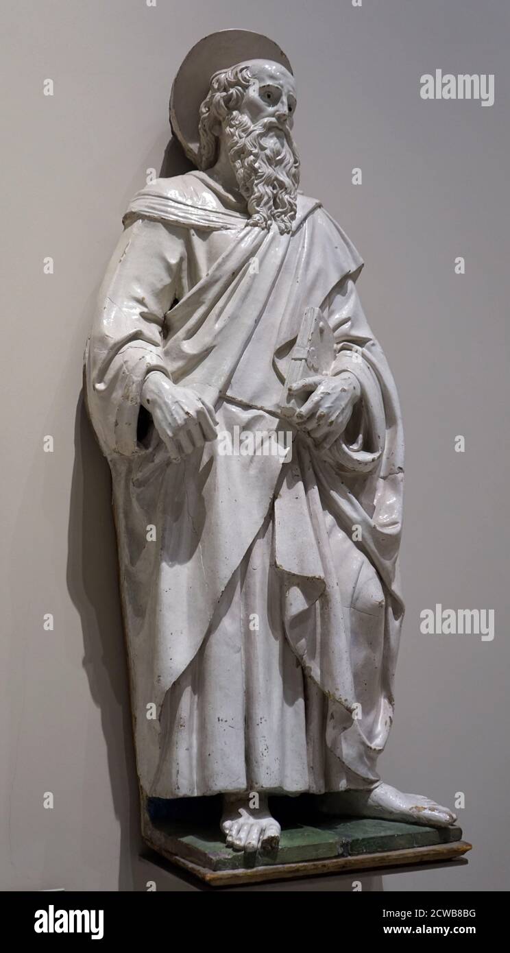 Sculpture of St Bartholomew from the workshop of Andrea della Robbia Stock Photo
