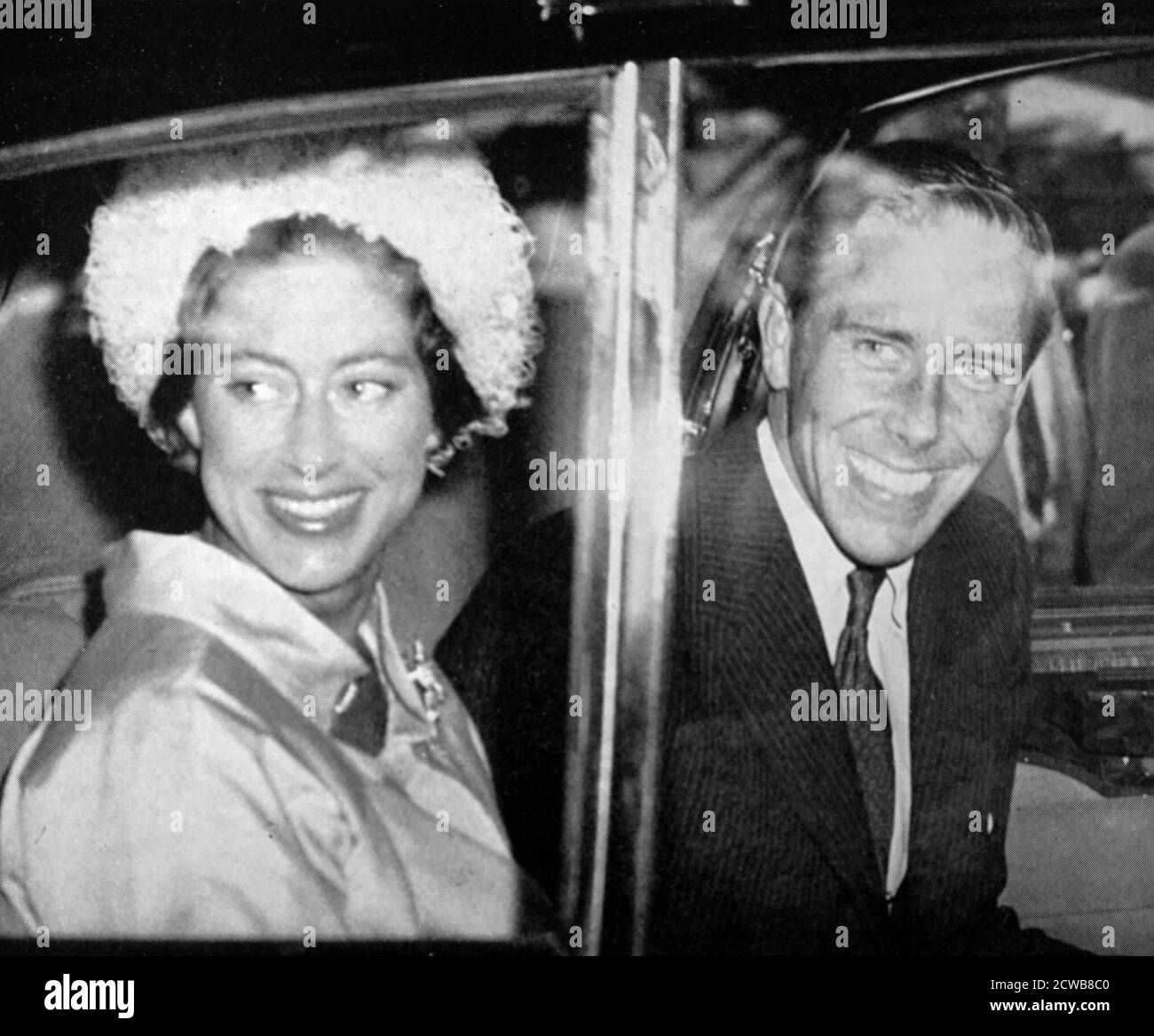 Princess Margaret, Countess of Snowdon, (1930 - 2002) with her husband Anthony Armstrong Jones 1960. Margaret was the younger daughter of King George VI and Queen Elizabeth, and the only sibling of Queen Elizabeth II. Stock Photo