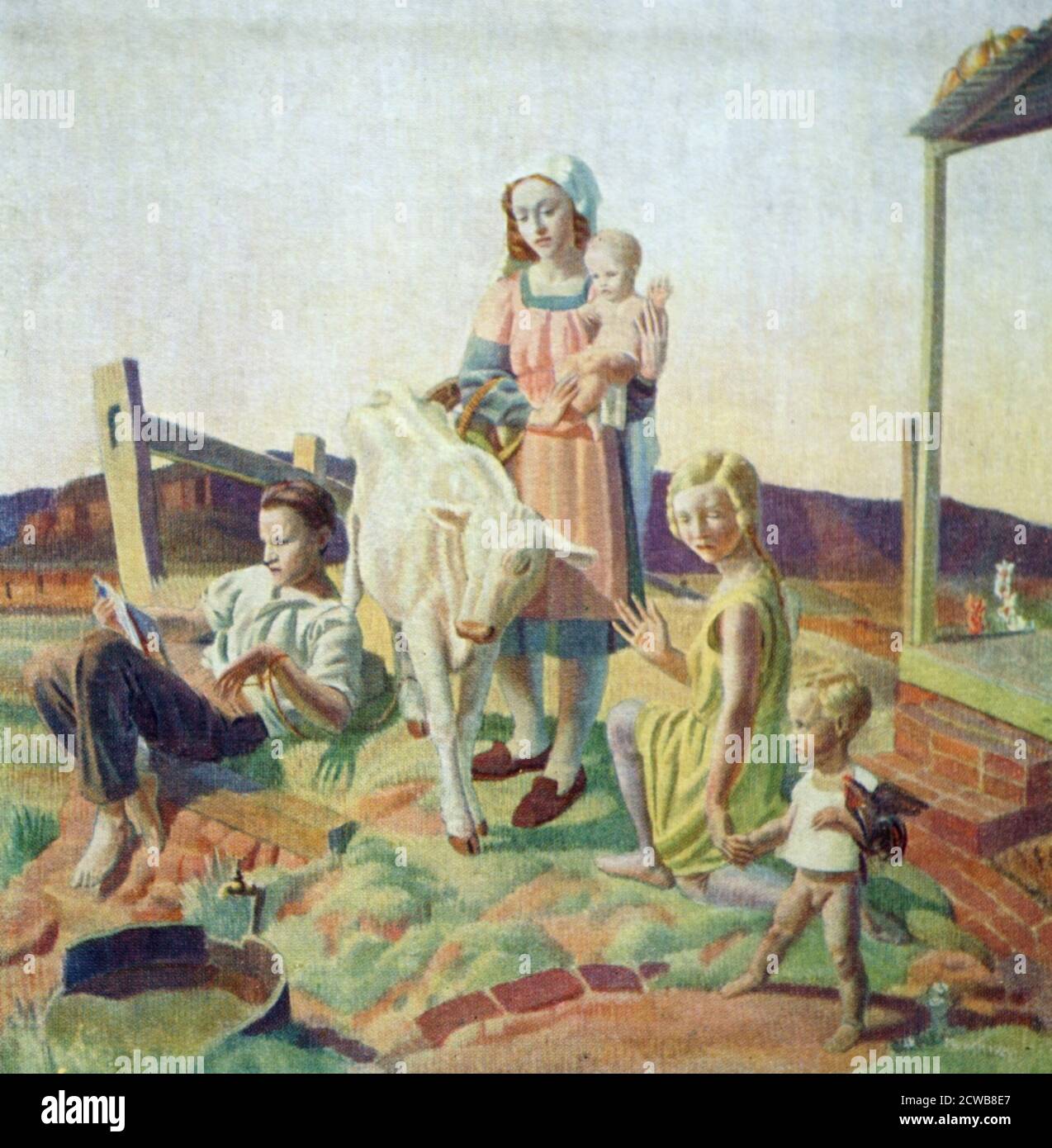 Painting titled 'The Calf' by Arthur J. Murch. Arthur Murch (1902-1989) an Australian artist. Stock Photo