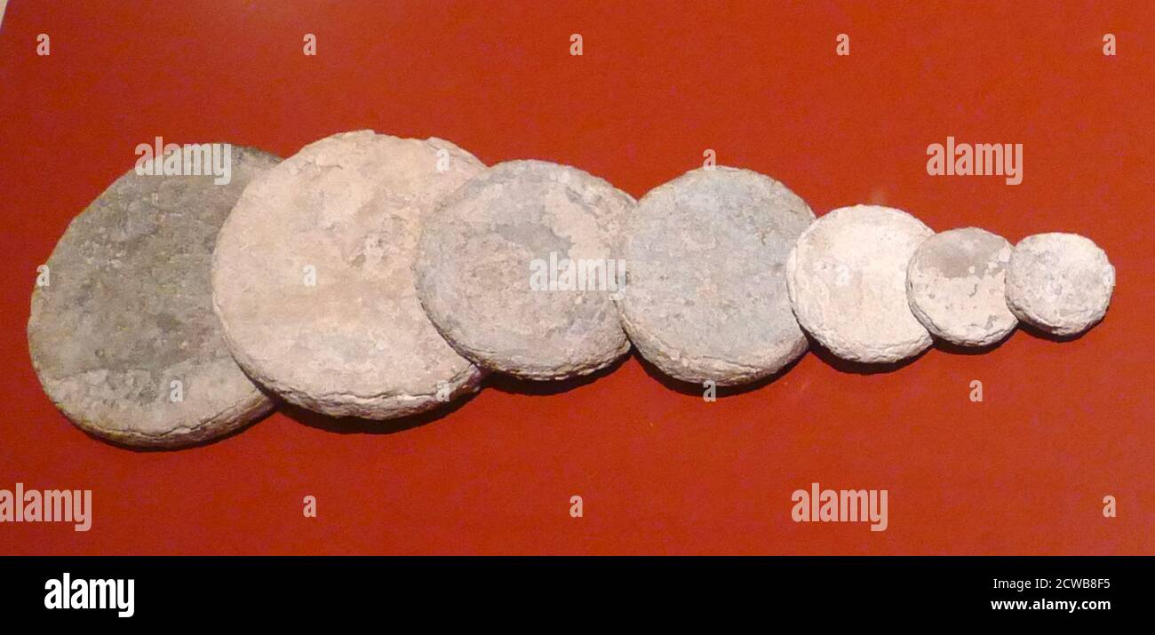 Various lead weights of various sizes used in the Minoan metric system