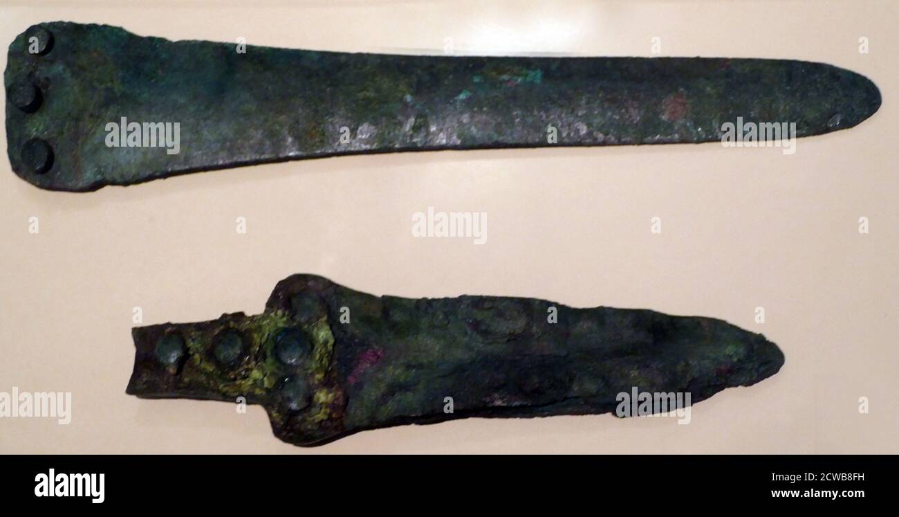 Bronze daggers from Akrotiri, Greece Stock Photo