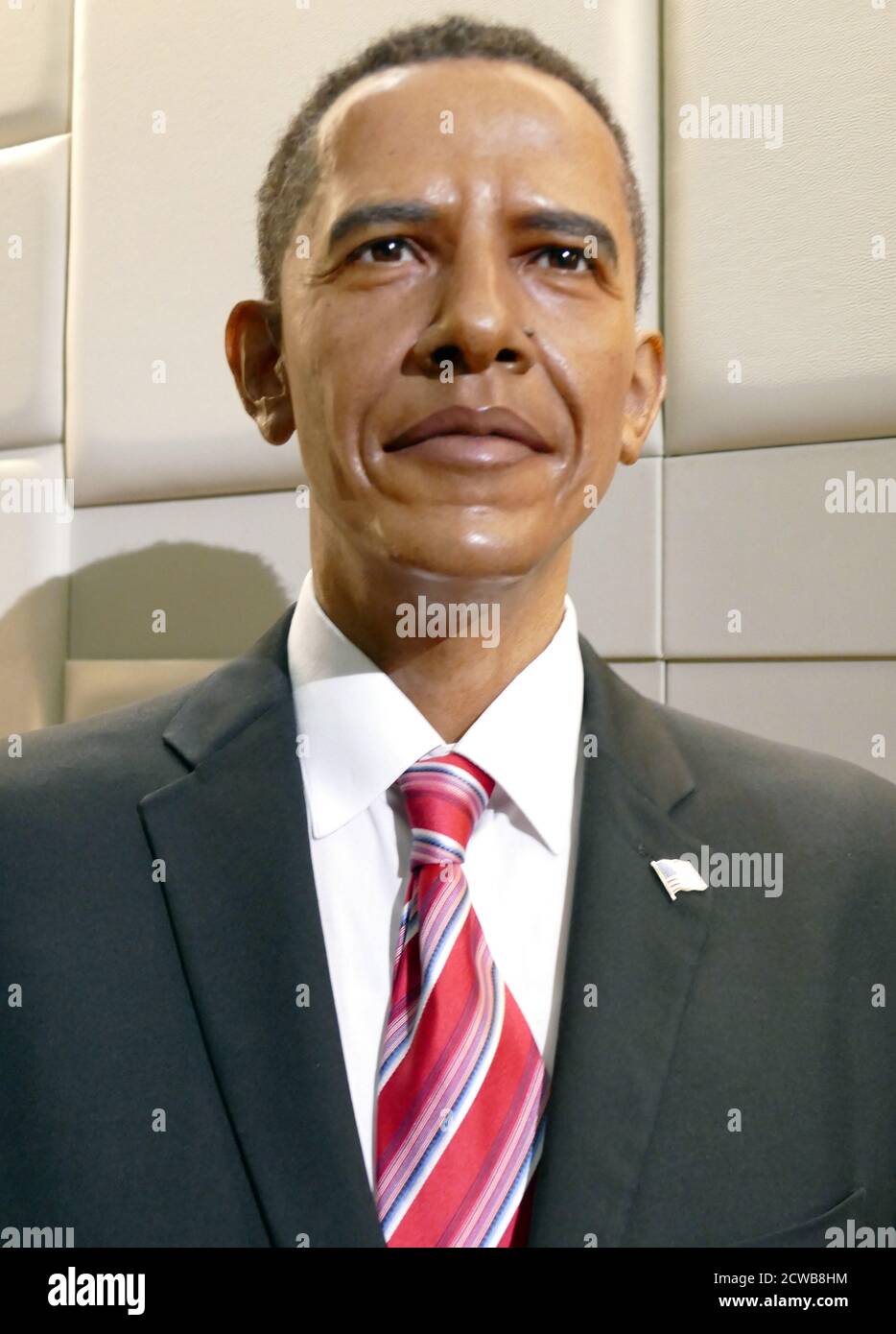 Waxwork depicting Barack Obama. Barack Hussein Obama II (1961-) an American attorney and politician who served as the 44th president of the United States. Stock Photo