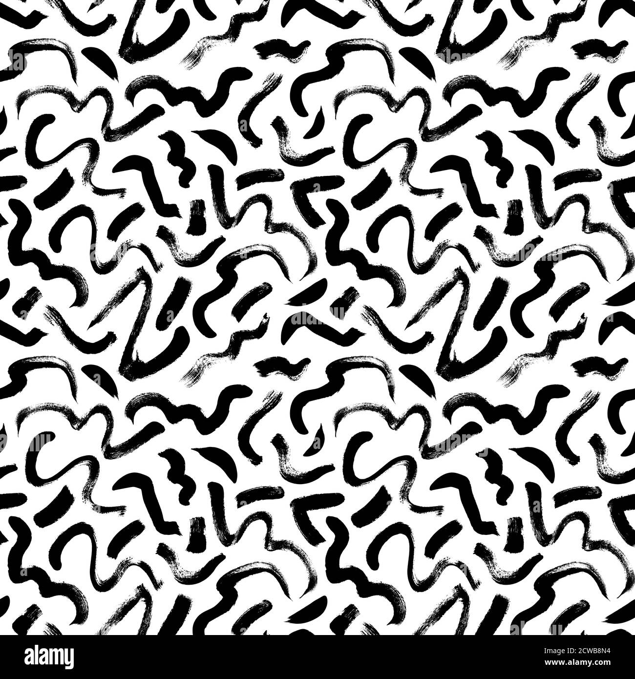 Swirled brush strokes vector seamless pattern. Stock Vector