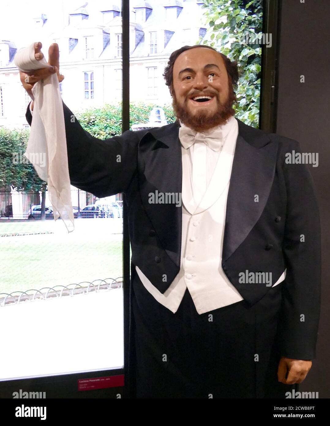 Waxwork statue of Luciano Pavarotti (1935 - 2007), Italian operatic tenor who also crossed over into popular music, eventually becoming one of the most commercially successful tenors of all time Stock Photo