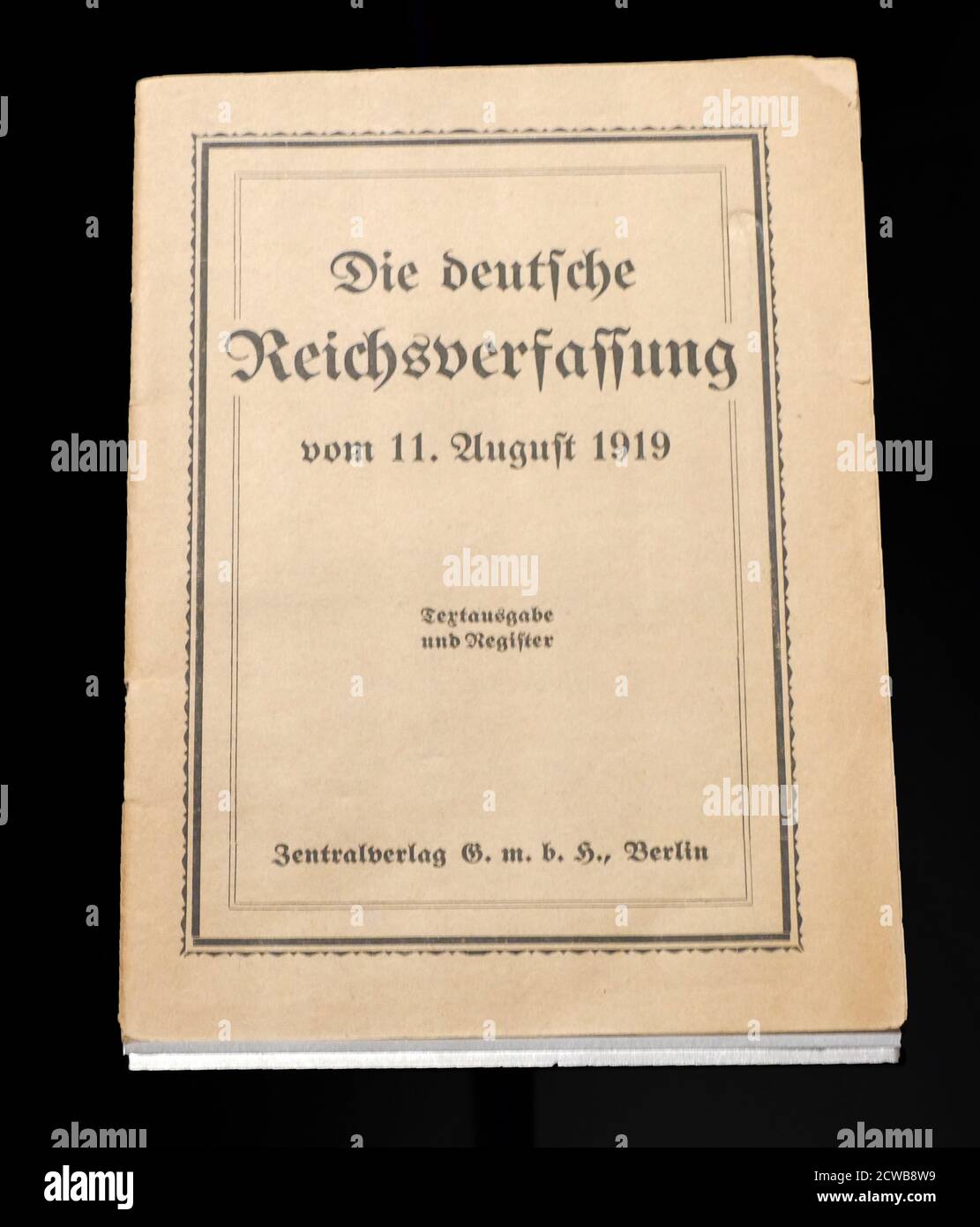 The Constitution of the German Reich was the constitution that governed Germany during the Weimar Republic era (1919-1933). The constitution declared Germany to be a democratic parliamentary republic with a legislature elected under proportional representation Stock Photo