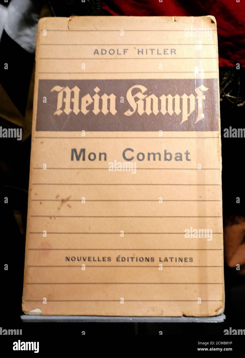 French edition of Mein Kampf (My Struggle or My Fight), autobiographical manifesto by Nazi Party leader Adolf Hitler. The work describes the process by which Hitler became anti-Semitic and outlines his political ideology and future plans for Germany. Volume 1 of Mein Kampf was published in 1925 and Volume 2 in 1926 Stock Photo