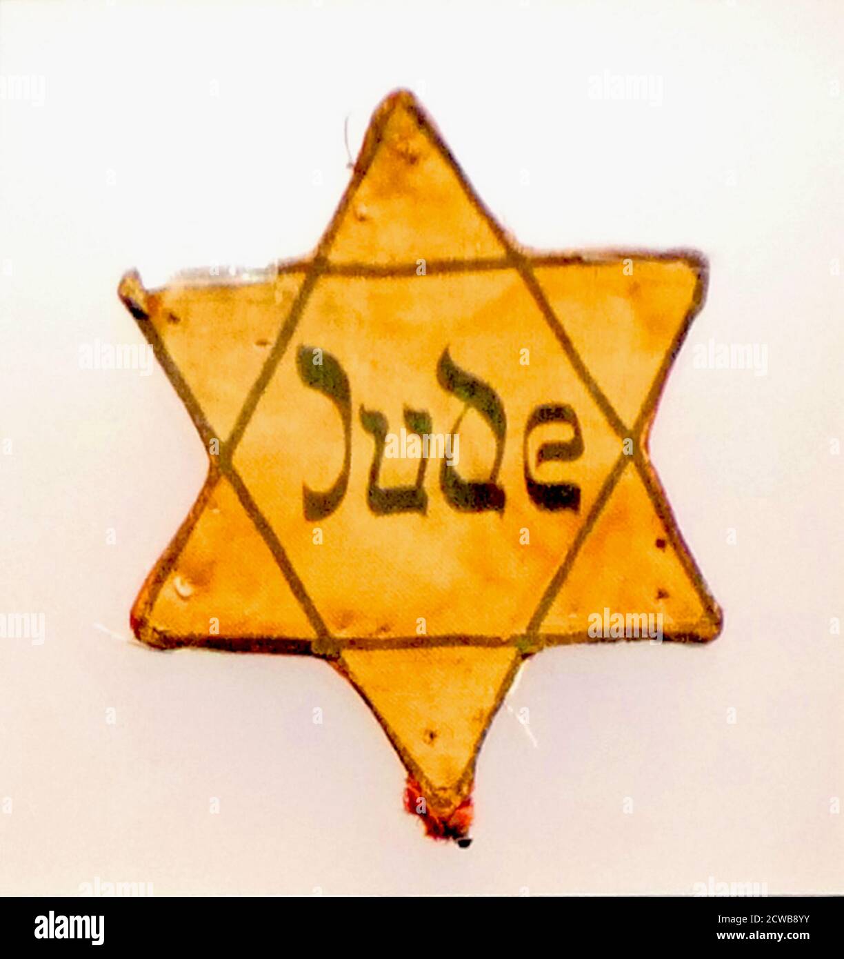 German Yellow badge, (Judenstern), that Jews wore in Nazi occupied Europe. Stock Photo