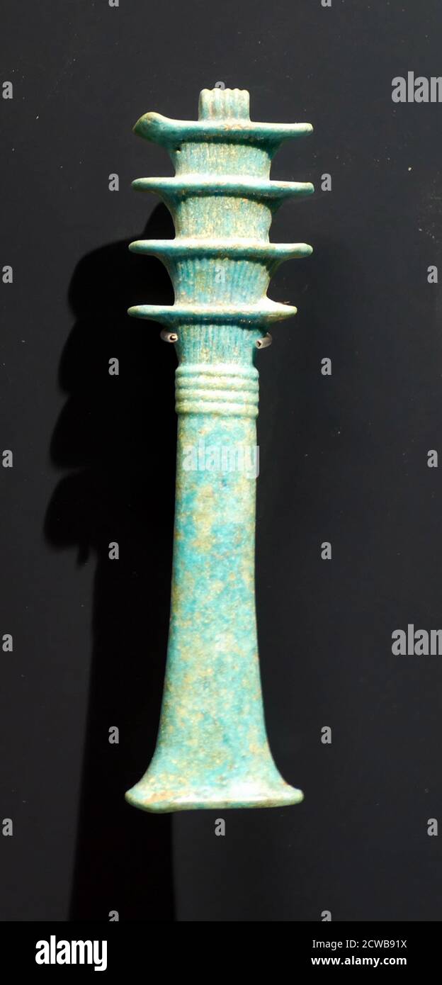 Egyptian Faience Djed pillar, amulet from an 18th Dynasty Tomb, circa 1400 BC Stock Photo