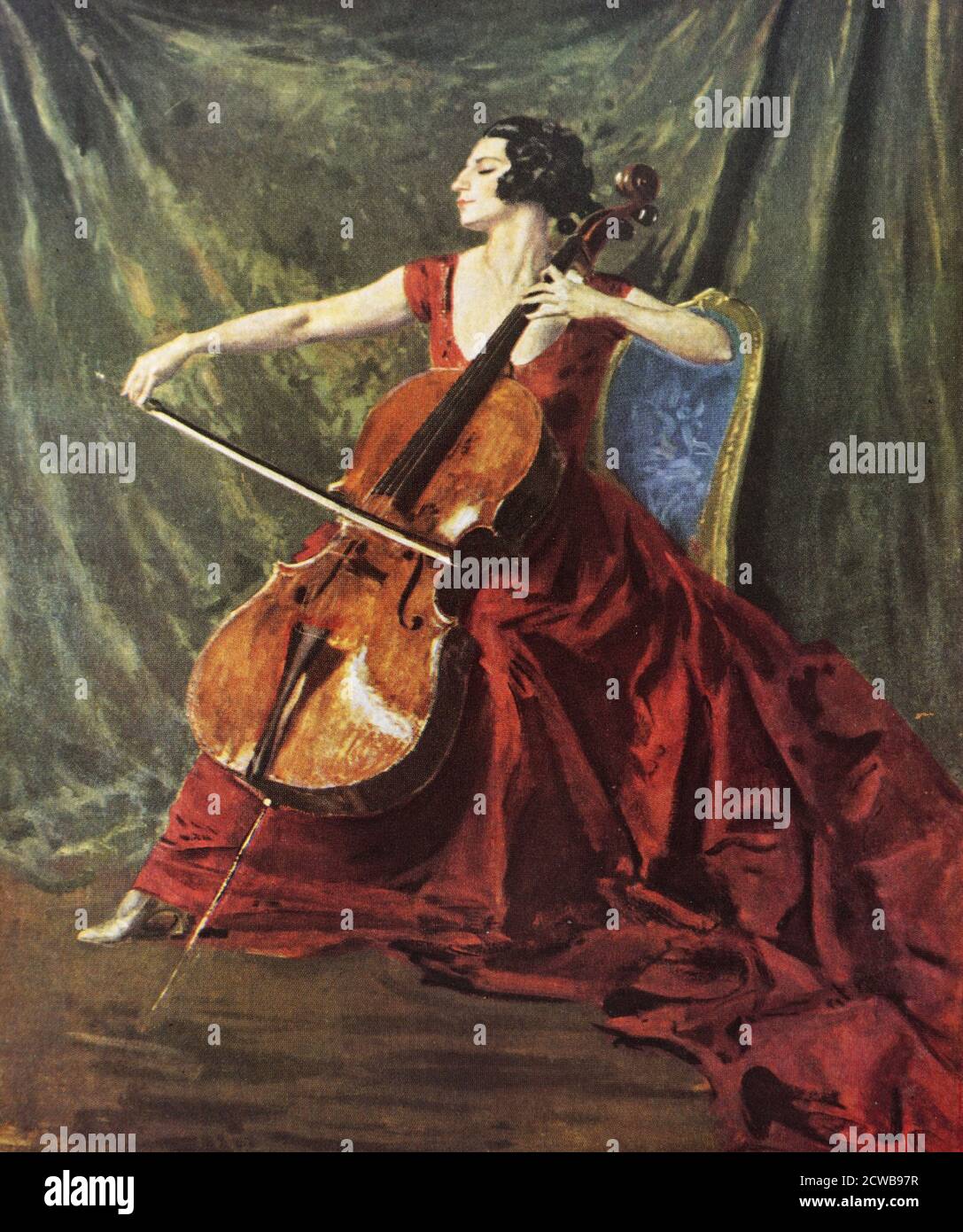 Painting titled 'Madame Suggia' by Augustus John. Augustus Edwin John (1878-1961) a Welsh painter, draughtsman, and etcher. Stock Photo
