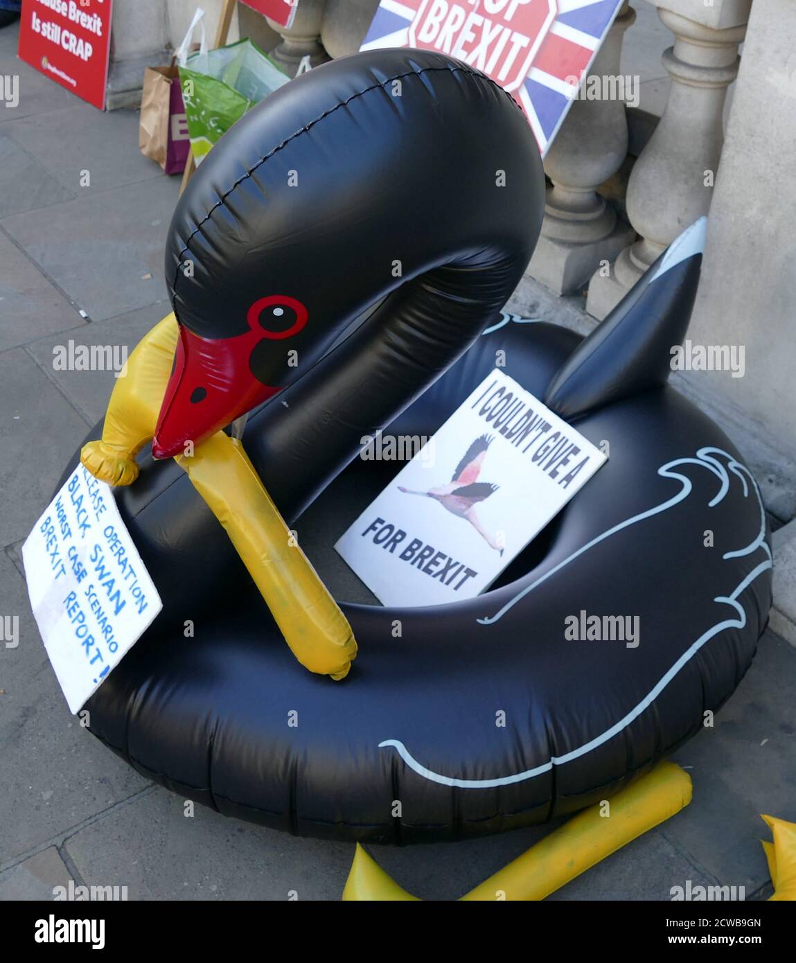 Remain' signs outside the Cabinet Office in Whitehall protesting the Hard Brexit option when Britain leaves the EU after Brexit. 19th September 2019 Stock Photo