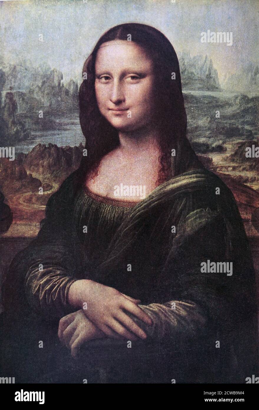 Painting titled 'Mona Lisa' By Leonardo Da Vinci. Leonardo Da Vinci (1452-1519) an Italian polymath of the Renaissance Stock Photo