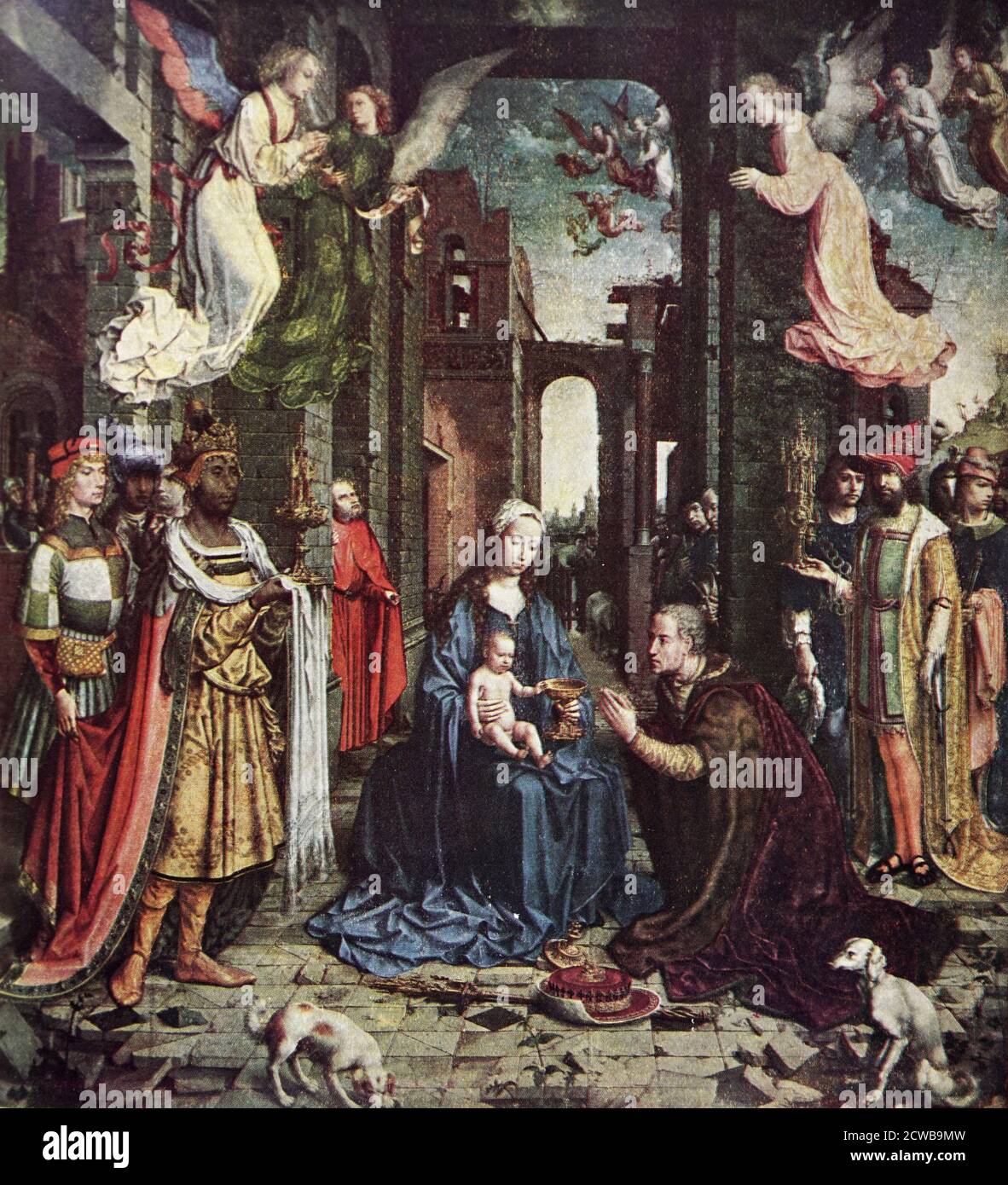 Painting titled 'The Adoration of the Kings' by Jan Gossaert (1478-1532) a French painter and member of the Guild of Saint Luke Stock Photo