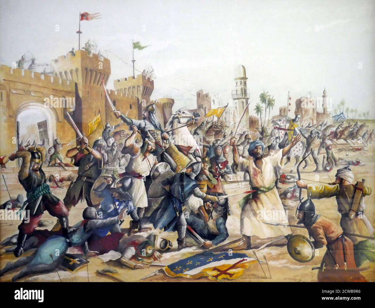 Contemporary Egyptian depiction of Crusades in the 12th century. The Crusader invasions of Egypt (1154-1169) were a series of campaigns undertaken by the Kingdom of Jerusalem to strengthen its position in the Levant by taking advantage of the weakness of Fatimid Egypt. Stock Photo