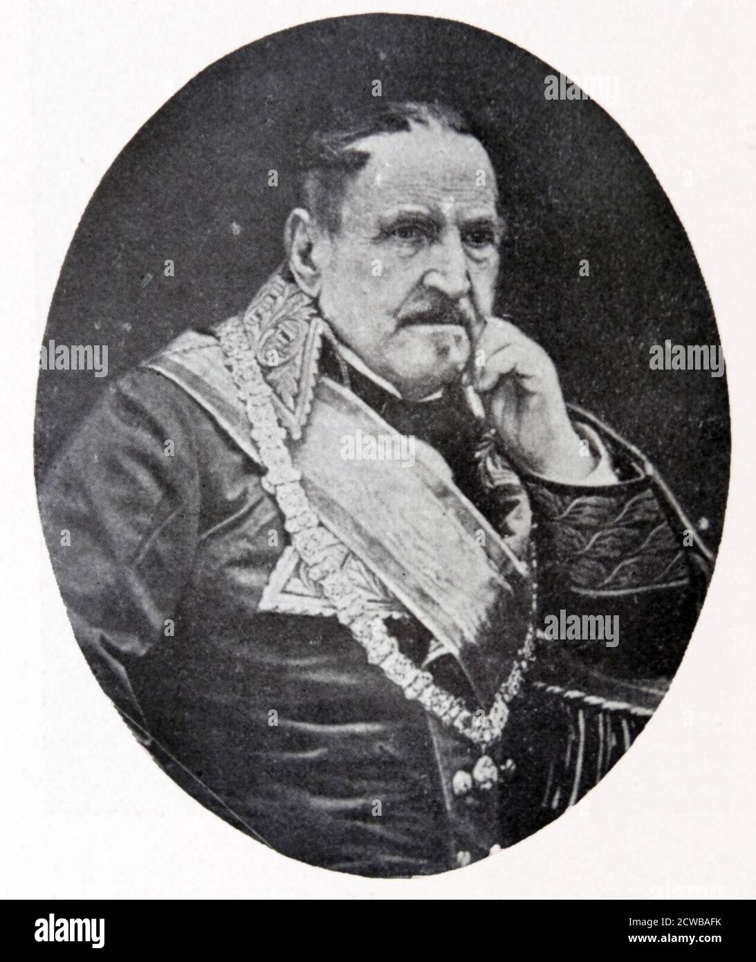 Joaquin Baldomero Fernandez-Espartero, Prince of Vergara, Duke of la Victoria, (1793 - 1879); Spanish general and politician, who served as the Regent of Spain. He also served as Prime Minister of Spain three times. He was associated with the radical (or progressive) faction of Spanish liberalism and would become their symbol and champion after taking credit for the victory over the Carlists during 1839. His noble title, Duke of La Victoria was granted by Isabella II to him as a result. Stock Photo