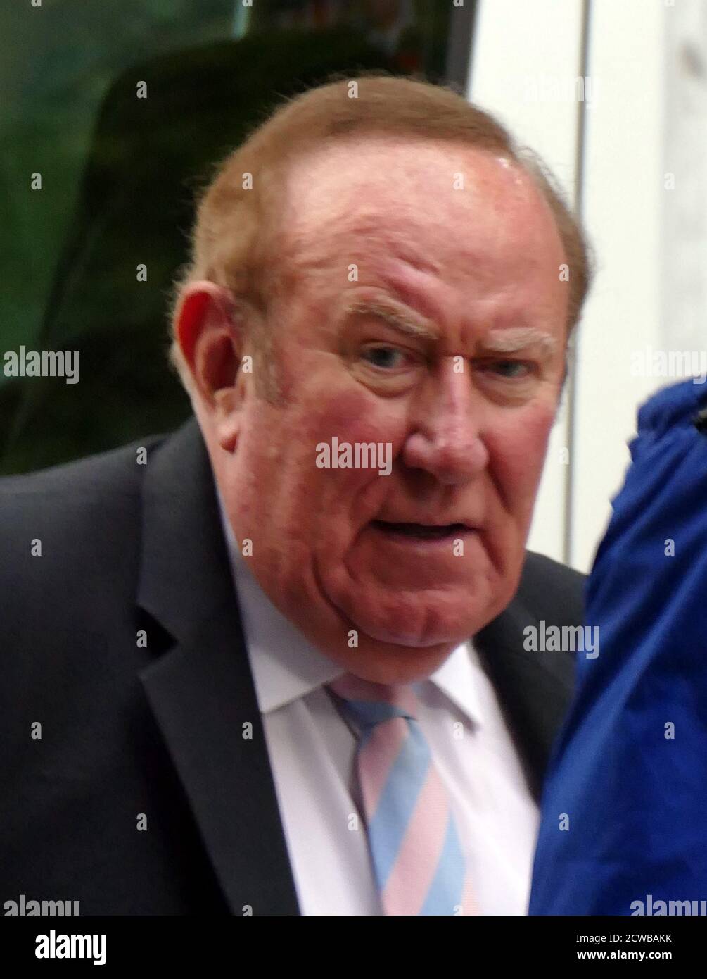Andrew Neil (born 1949), British journalist and broadcaster. As of 2019, he presents the live political programmes Politics Live and The Andrew Neil Show on BBC Two. Neil was appointed editor of The Sunday Times by Rupert Murdoch, and served in this position from 1983 to 1994. After this he became a contributor to the Daily Mail. He was formerly chief executive and editor-in-chief of the Press Holdings group.[2] In 1988 he became founding chairman of Sky TV Stock Photo