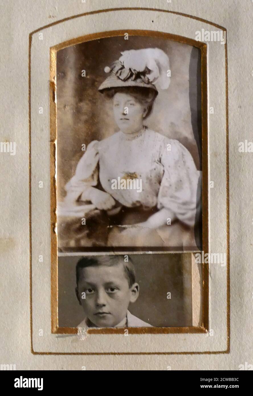 Photographs from an English family photo-album. Early twentieth century. 1918 Stock Photo