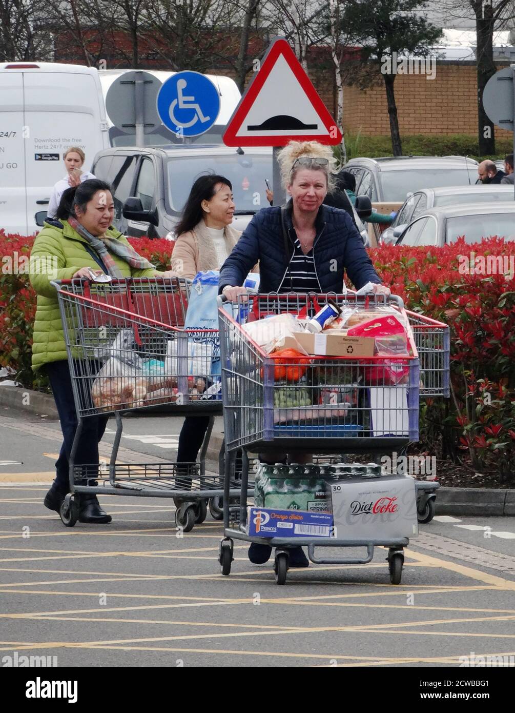 Panic buying sweeps Great Britain in mid March 2020 as Corona Virus pandemic takes hold Stock Photo