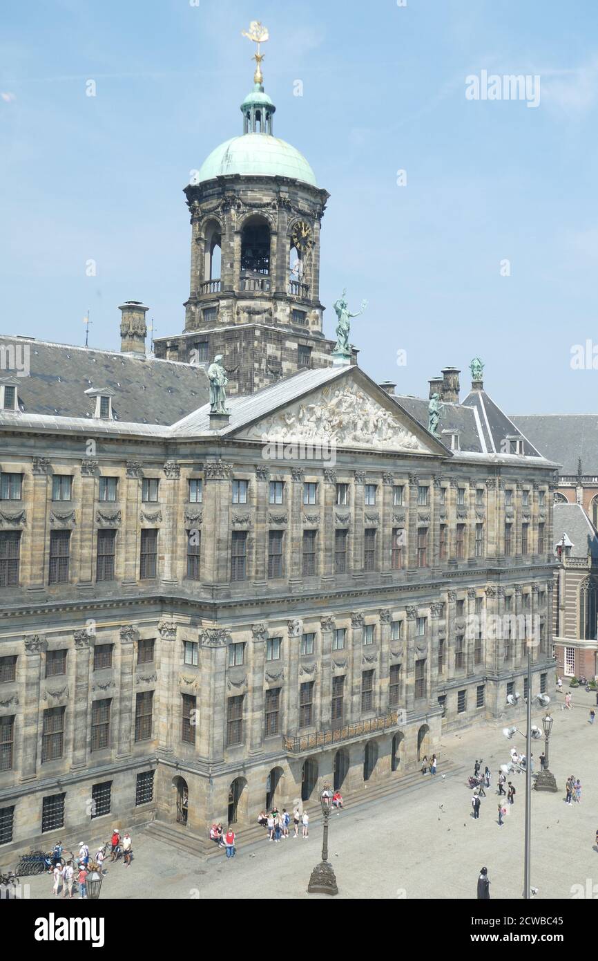 Royal Palace and Nieuwe Kerk in Dam Square, Amsterdam; Netherlands. Stock Photo