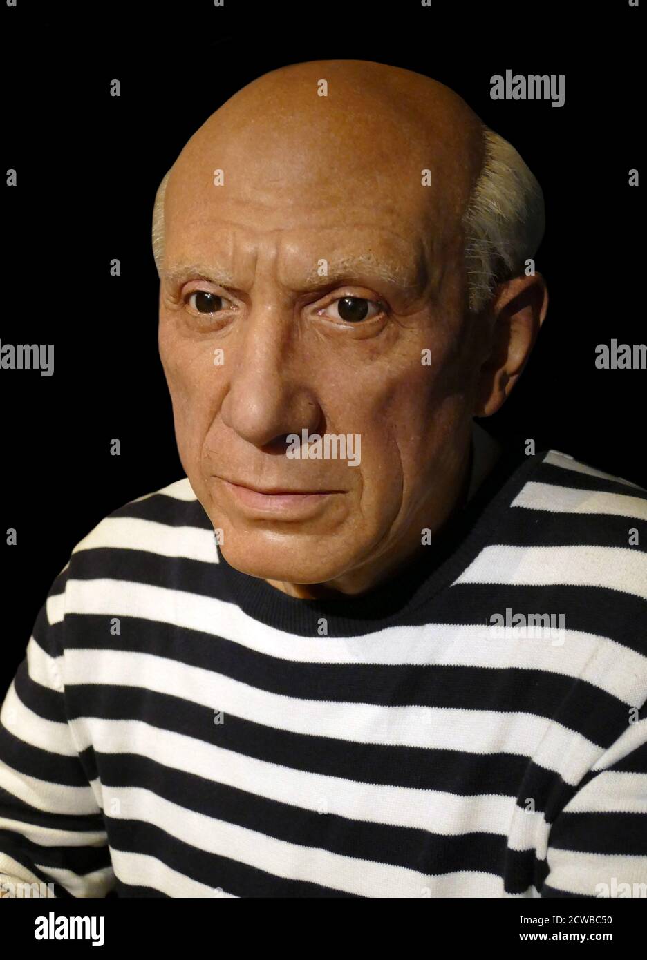 Waxwork statue depicting Pablo Picasso, (1881 - 1973); Spanish painter, regarded as one of the most influential artists of the 20th century, he is known for co-founding the Cubist movement, Stock Photo