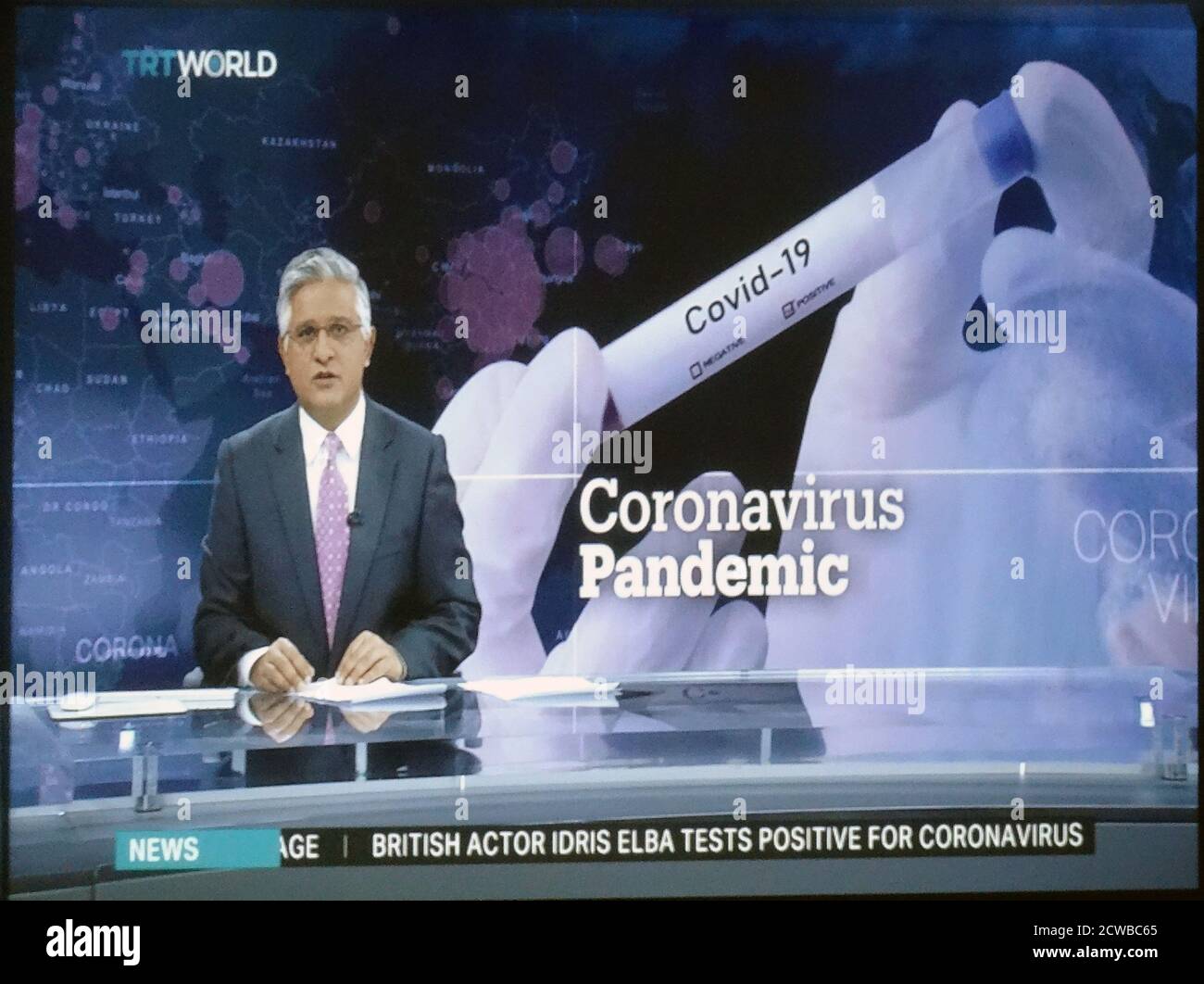 Turkish television report on the Corona Virus Pandemic. March 2020 Stock Photo