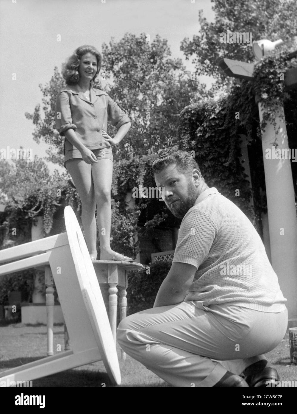 Susy Golgi and Peter Ustinov at 21st International Film Festival, Venice , august 1960 --- Venezia, 08 / 1960. 21° Mostra Internazionale d'Arte Cinematografica. Nella foto: Susy Golgi e Peter Ustinov. Stock Photo