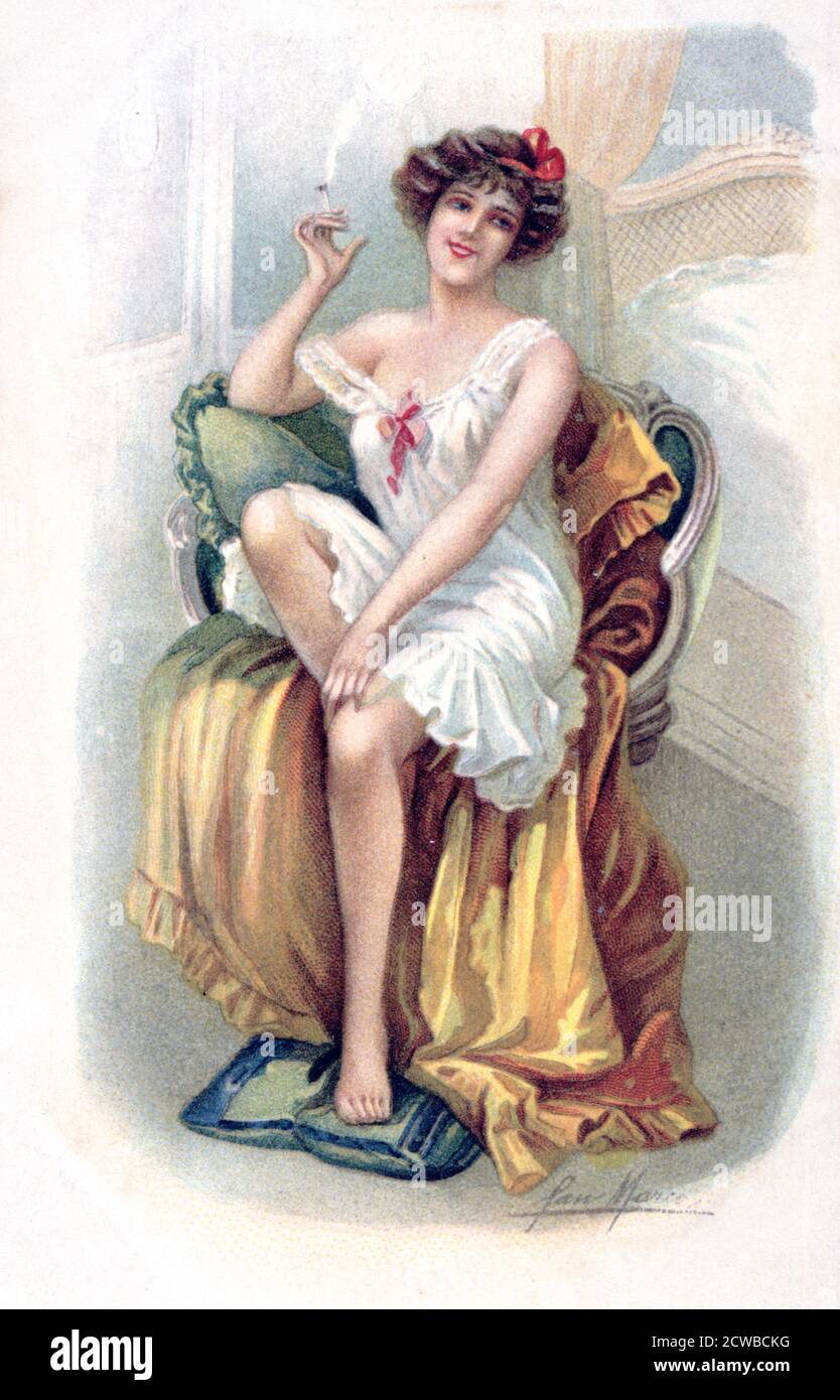 French Postcard, c1900. The artist is unknown and it is from a private collection. Stock Photo