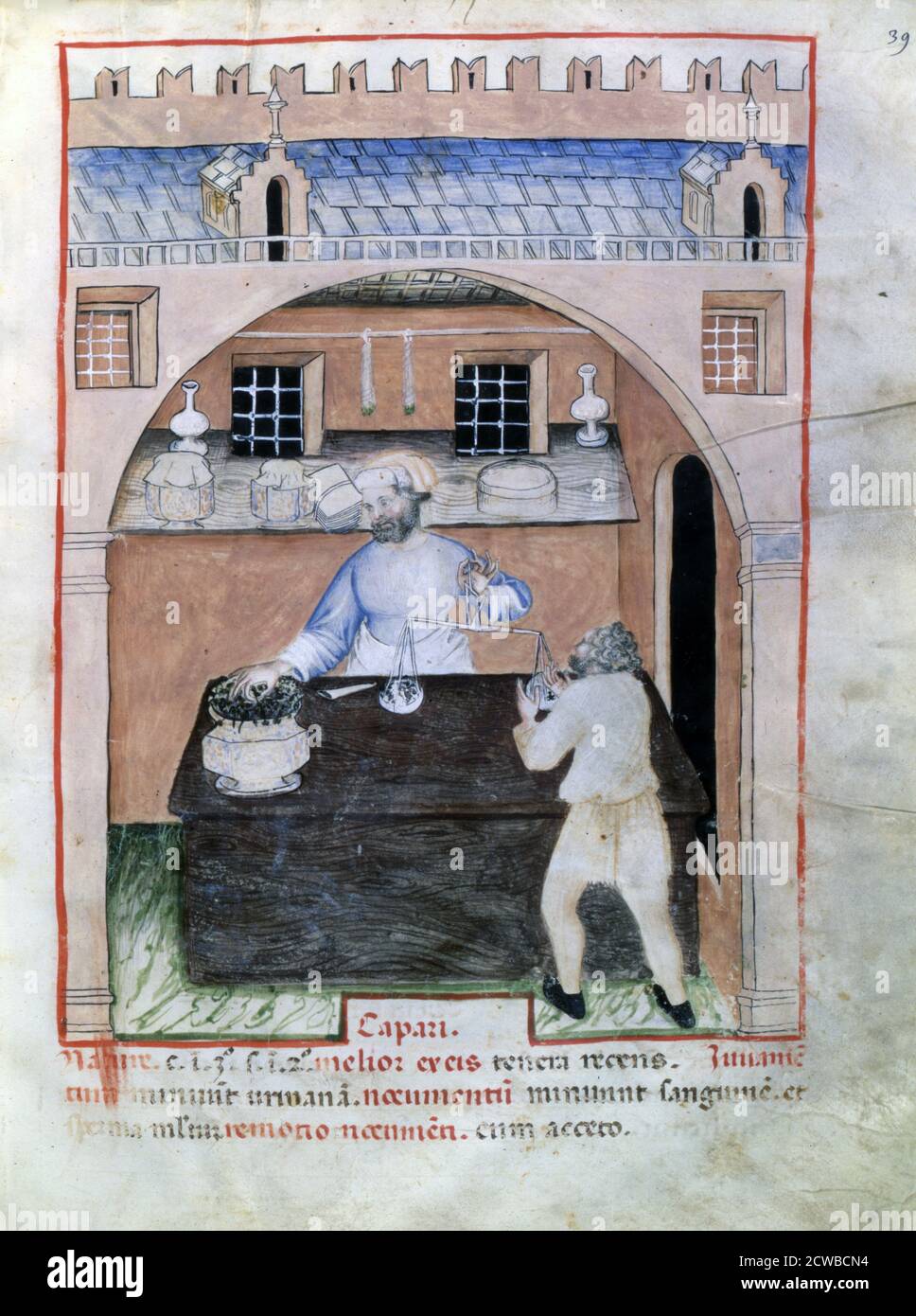 Seller of capers, 13901400. Illustration from Tacuinum Sanitatis