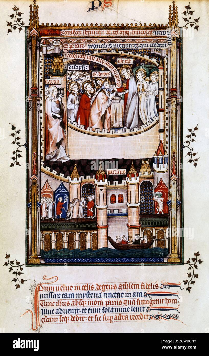 Christ gives communion to St Denis, 1317. St Denis and his companions receive communion on the