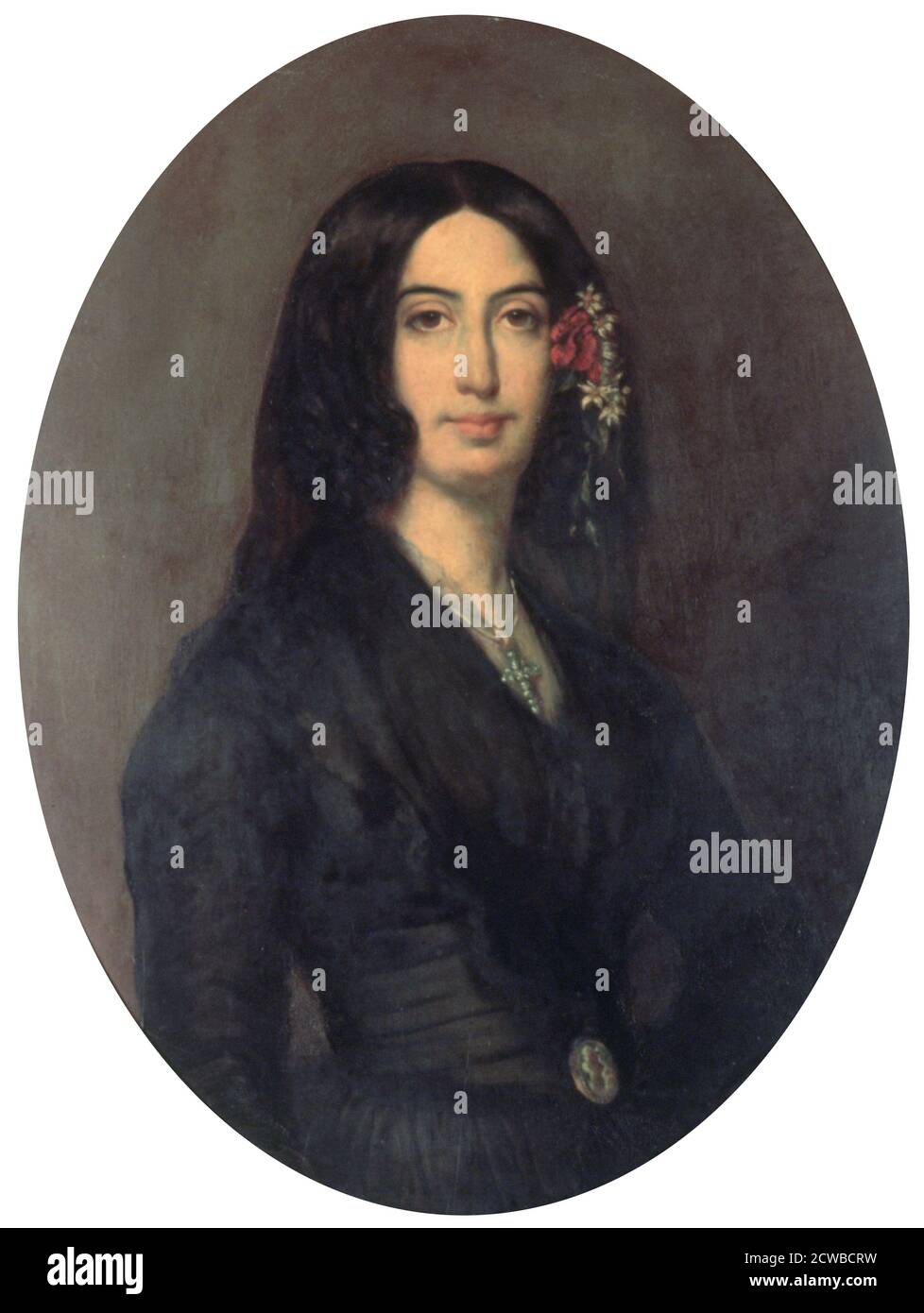 George Sand', French novelist and early feminist, c1845. Portrait by ...