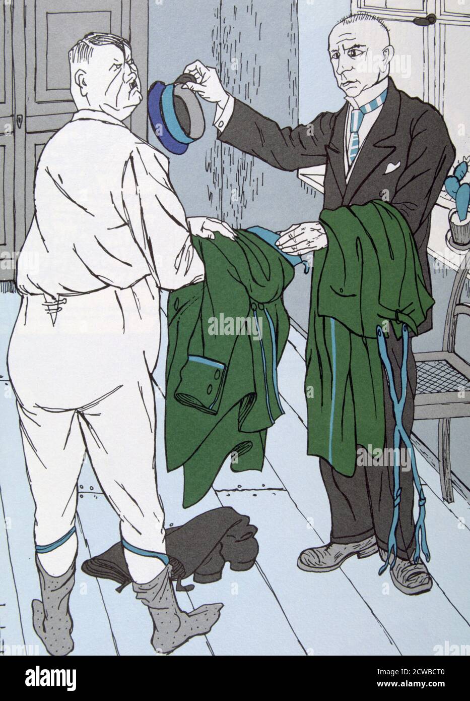 Caricature of Adolf Hitler, 1924 by German artist Thomas Theodor Heine. Hitler spent 1924 in prison for his role in the Munich Beer Hall Putsch. Stock Photo