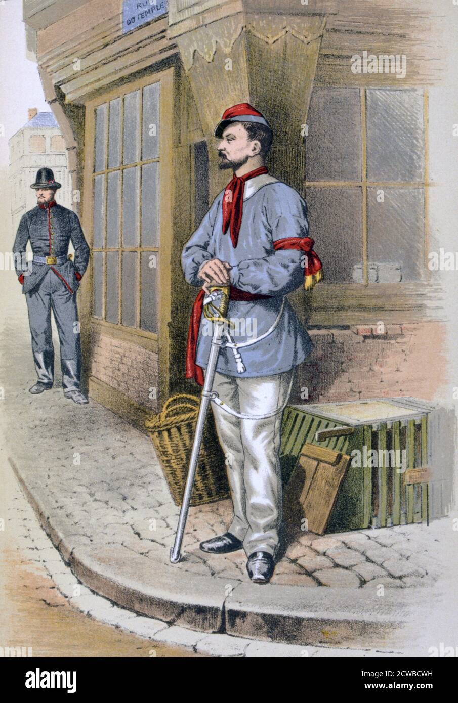 Parisian Civic Guard', 1887, by the French artist A Lemercier. A print from Francois Cudet's Histoire des Corps de Troupes de la Ville de Paris, France, 1887. Stock Photo