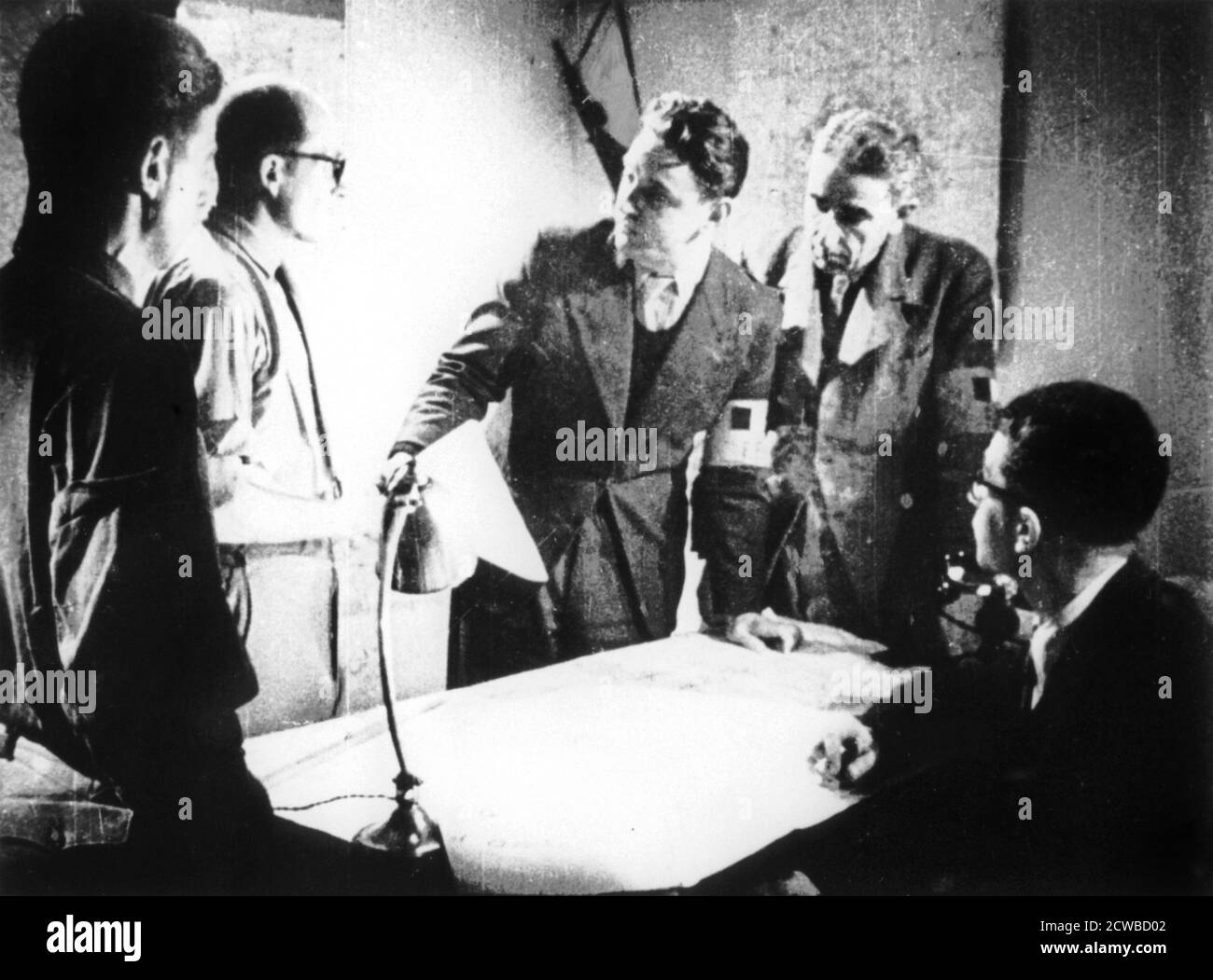 Members of the French Resistance in their secret HQ in the catacombs