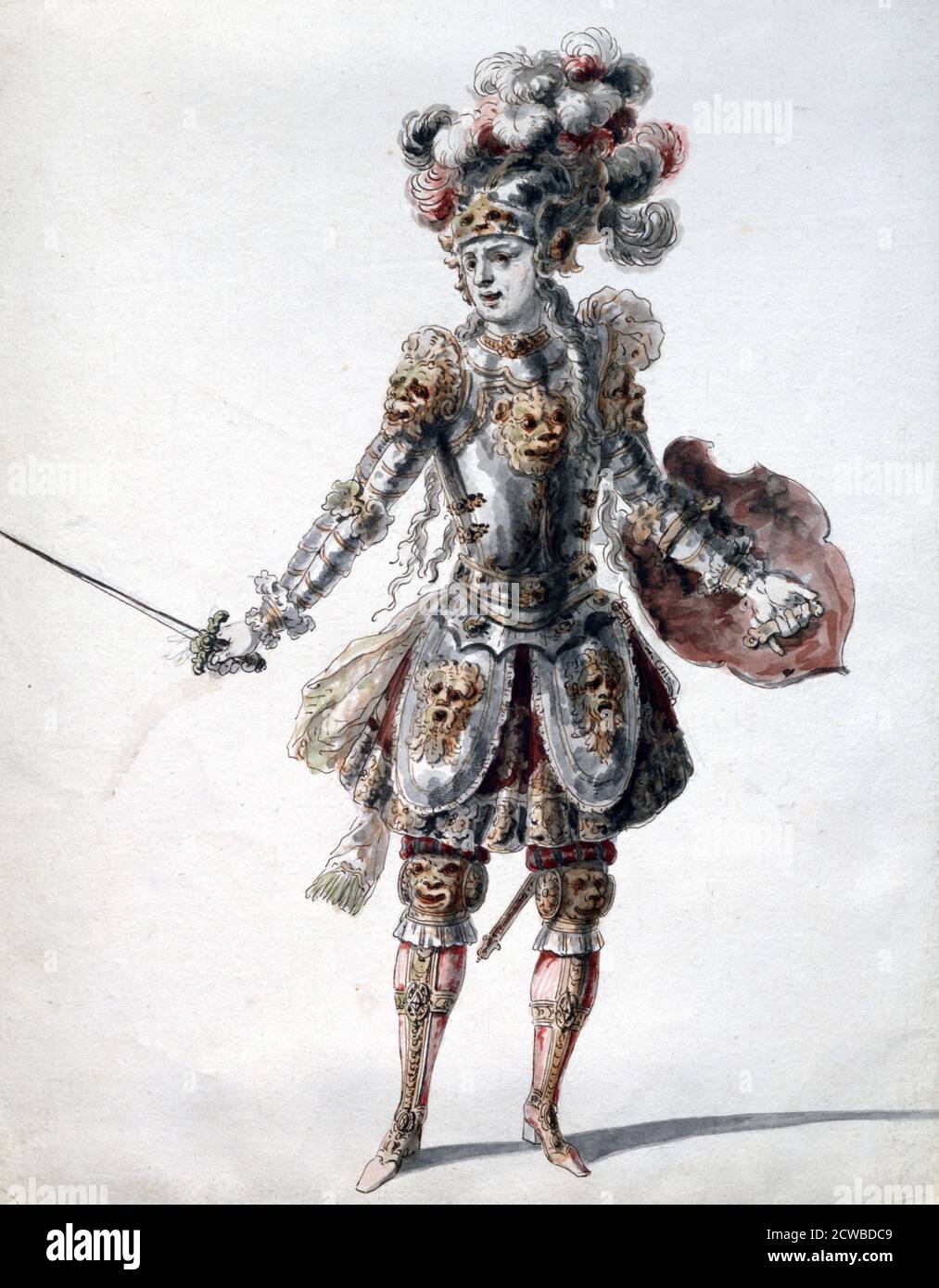 Enchanted Knight', c1685. Costume design by Jean Berain the Elder for an opera by Jean-Baptiste Lully. By the French artist Jean Berain. Stock Photo