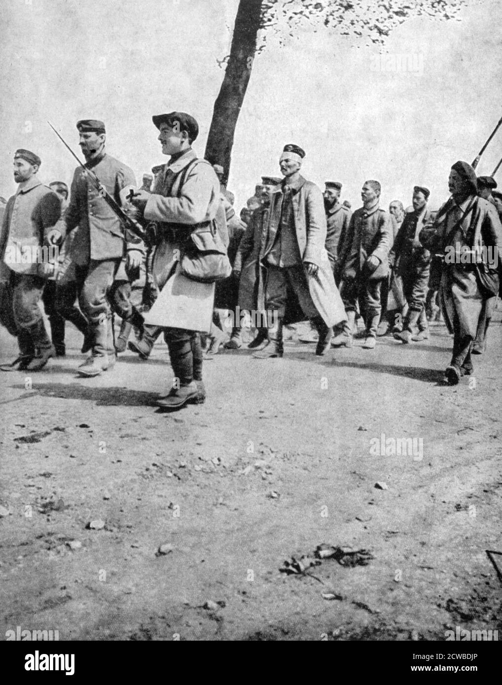 German prisoners from the Second Battle of Artois, France, World War I, 1915. The Second Battle of Artois was the final Allied offensive of the spring of 1915. It achieved little in terms of territorial gain and cost the French army 100,000 casualties and the Germans 70,000. A print from Le Pays de France, 19th August 1915. The photographer is unknown. Stock Photo