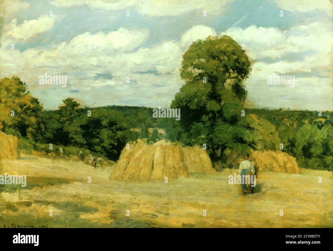 Harvest at Mont Foucault', 1876. Artist: Camille Pissarro. Pissarro was a Danish-French Impressionist painter. Stock Photo