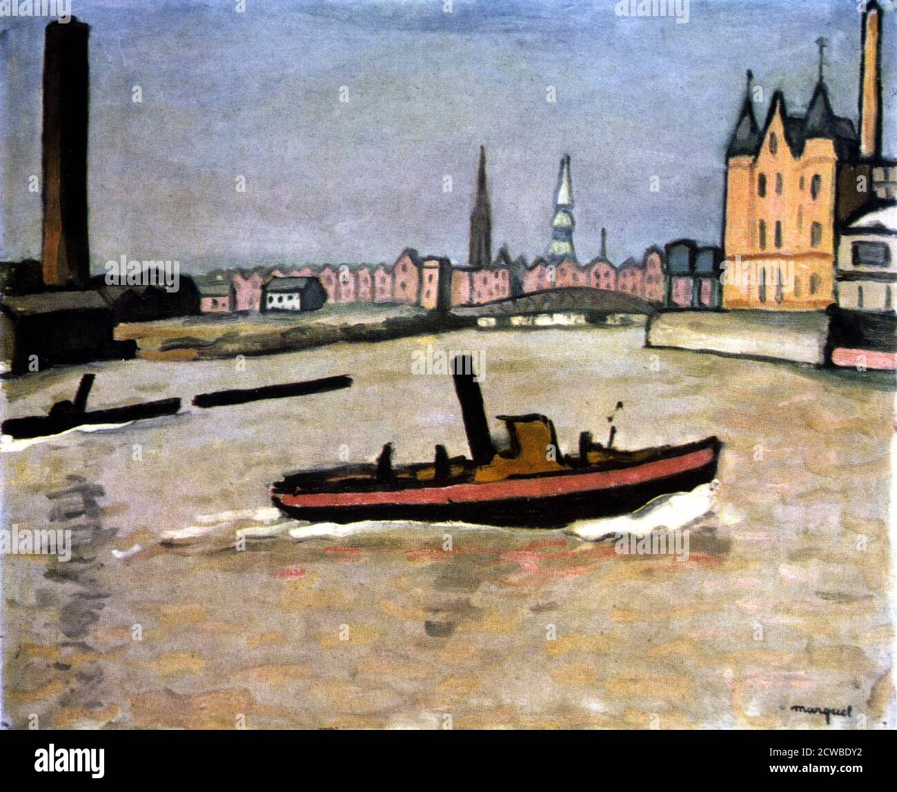 The Port of Hamburg', 1909 Artist: Albert Marquet. Albert Marquet(1875-1947) was born in Bordeaux, France. He was both very young and very poor when he went to Paris to study at the School of Decorative Arts under Gustave Moreau. Stock Photo