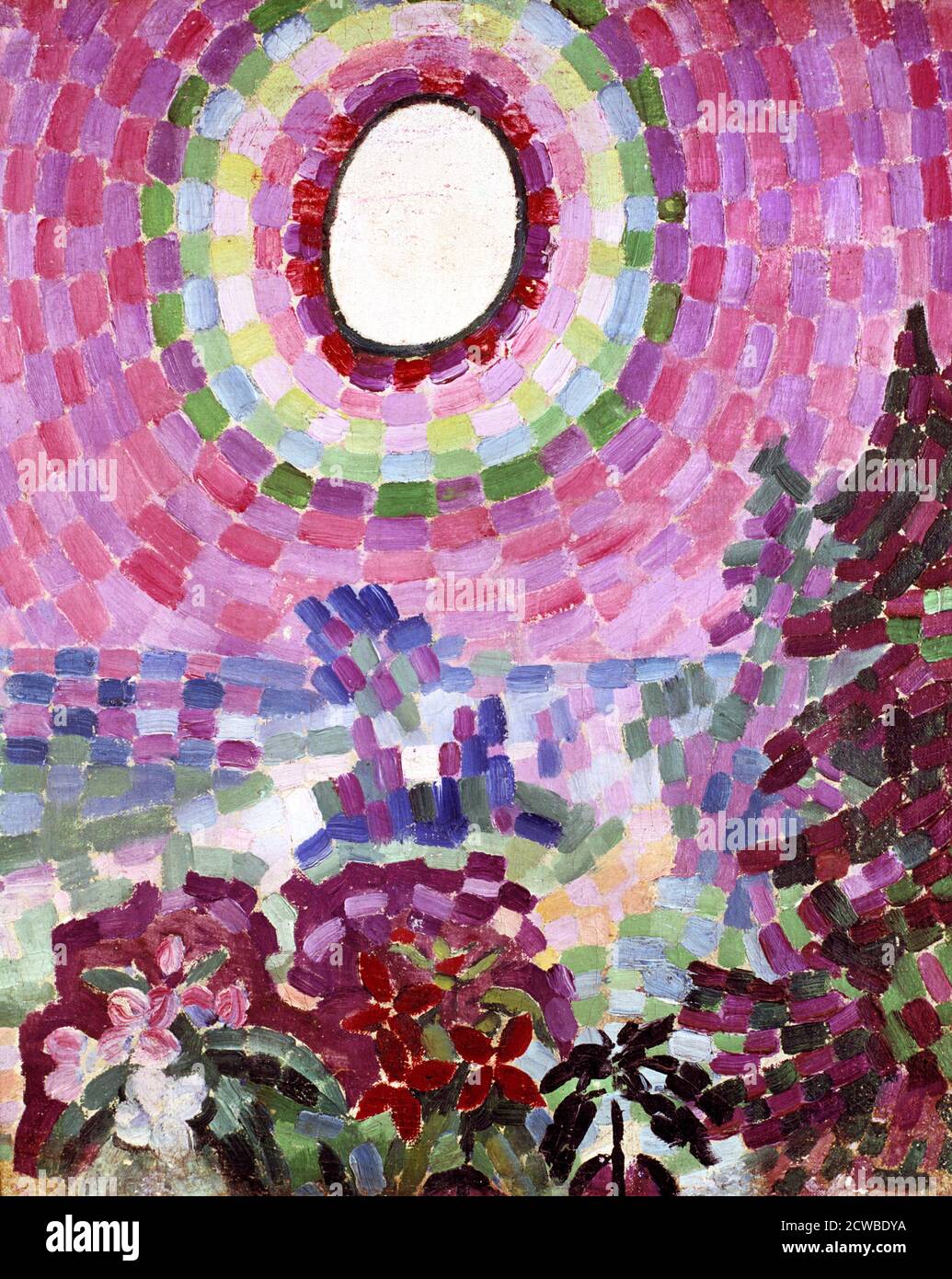Passage with Disc',1906 Artist: Robert Delaunay. Robert Delaunay (April 12, 1885 to October 25, 1941) was a French artist. He was born in Paris, France, and died in Montpellier, France. Delaunay concentrated on impressionism, while his later works were more abstract. Stock Photo