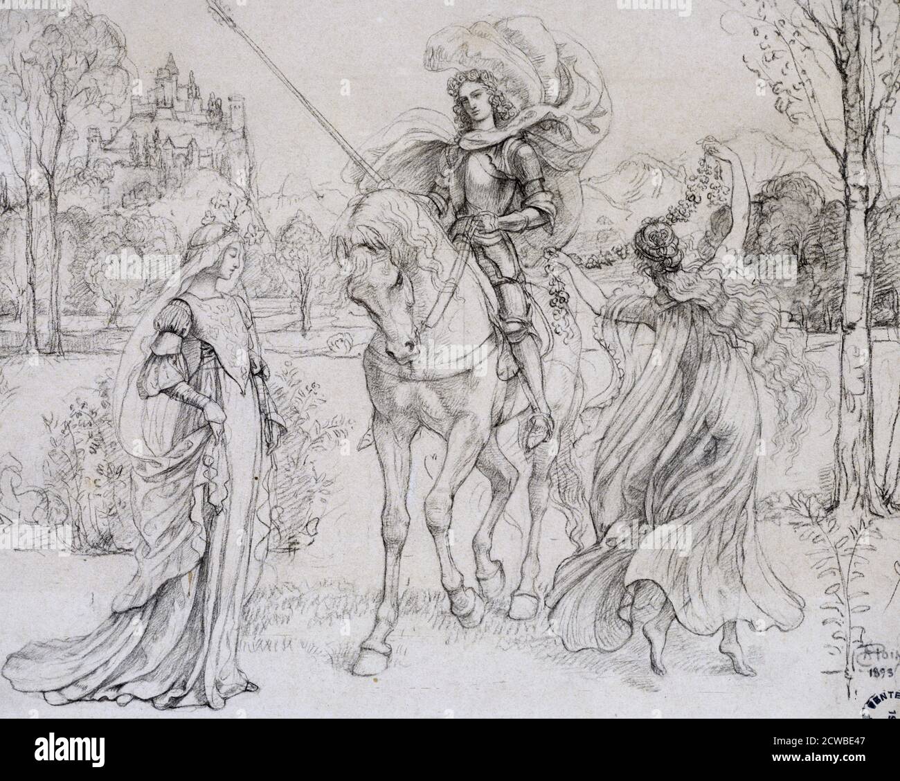 Greeting the Knight', c1880-1932. Artist: Armand Point. Armand Point(1861-1932) was a French painter, engraver and designer who was associated with the Symbolist movement. Stock Photo