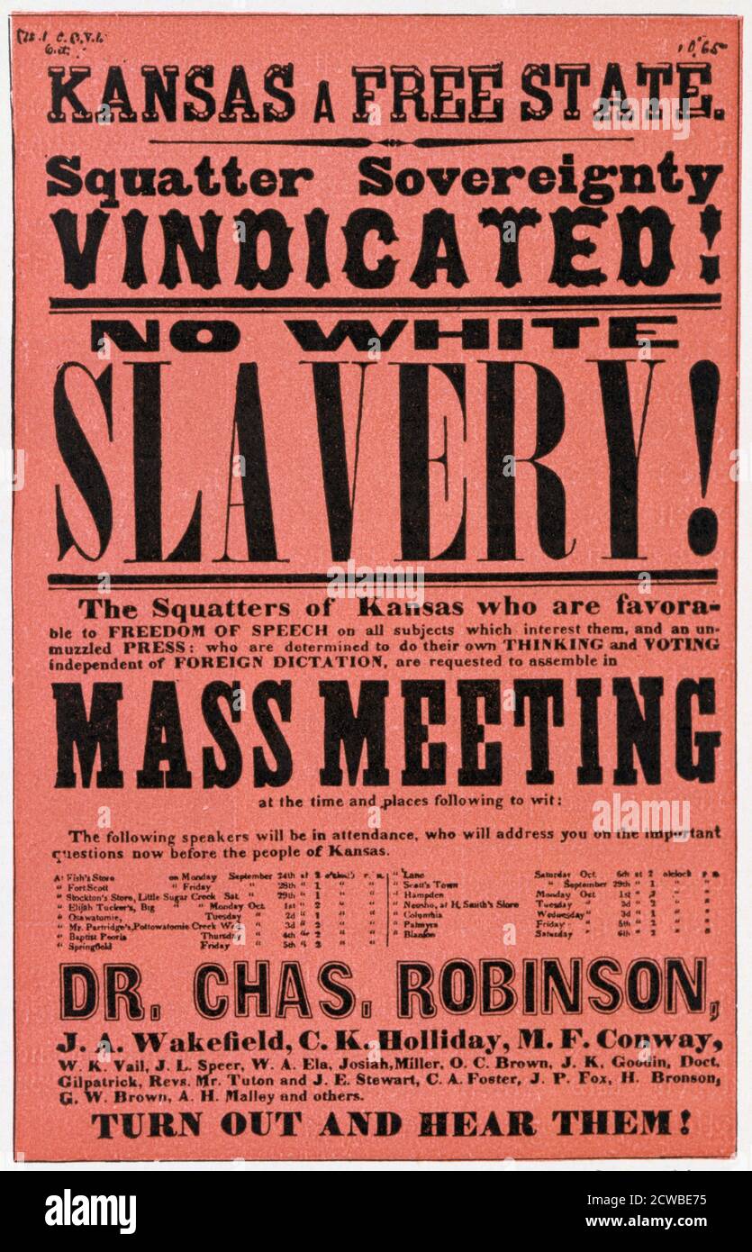Poster against slavery in Kansas, 19th century Stock Photo - Alamy