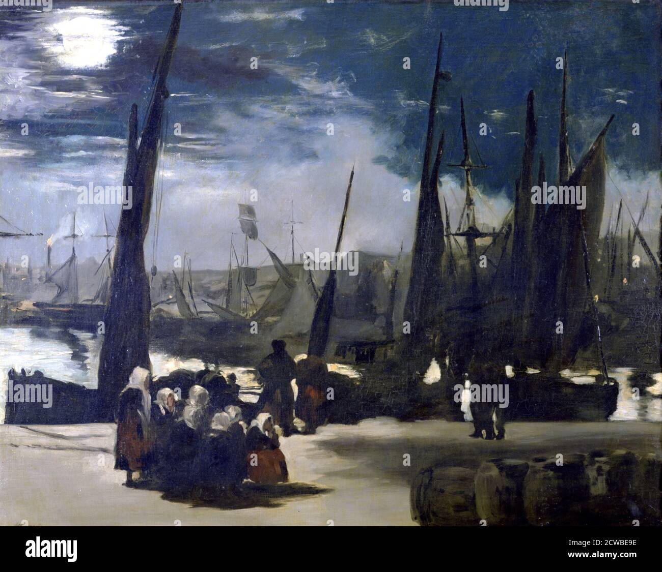 Moonlight over the Port of Boulogne', 1869. Artist Edouard