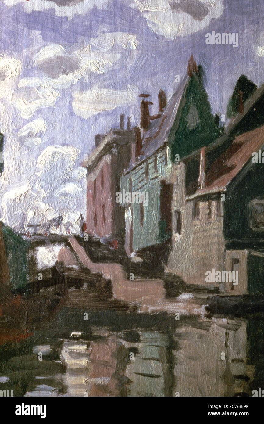Canal at Zaandam', detail, 1871. Artist: Claude Monet. Monet was a French painter, a founder of French Impressionist painting and the most consistent and prolific practitioner of the movements philosophy. Stock Photo