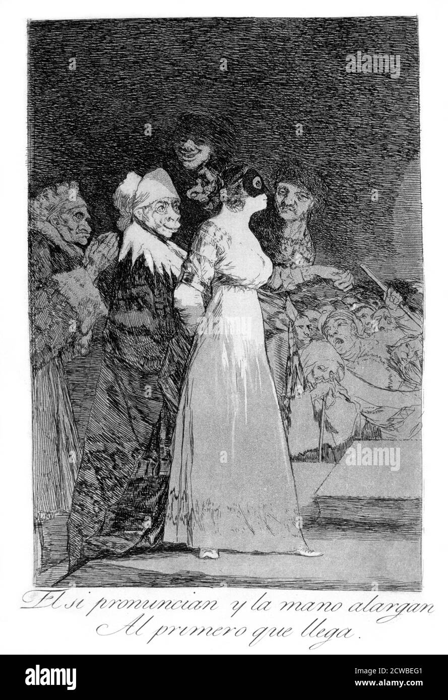 They say yes and give their hand to the first comer', 1799 Artist: Francisco Goya. Plate 2 of 'Los Caprichos'. Los Caprichos are a set of 80 prints in aquatint and etching created by the Spanish artist Francisco Goya in 1797 and 1798, and published as an album in 1799. Stock Photo