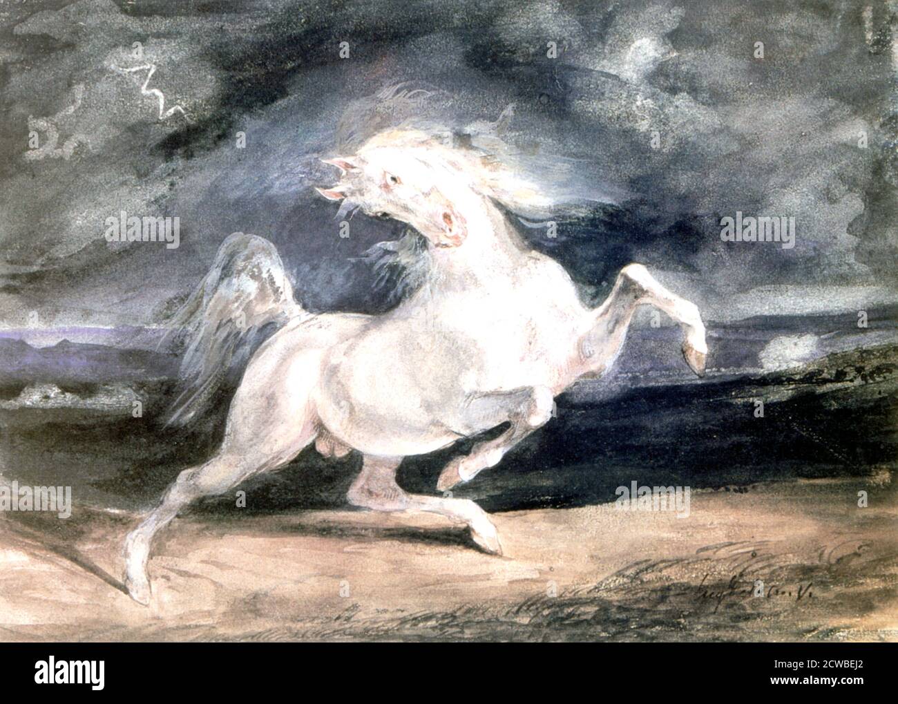 White Horse', 19th century. Artist Eugene Delacroix. Delacroix was a