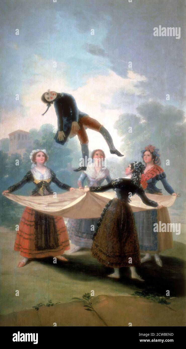 The Puppet', 1792. Artist: Francisco Goya. Francisco Goya (1746-1828) was a Spanish artist whose paintings, drawings, and engravings reflected contemporary historical upheavals and influenced important 19th and 20th century painters. Stock Photo