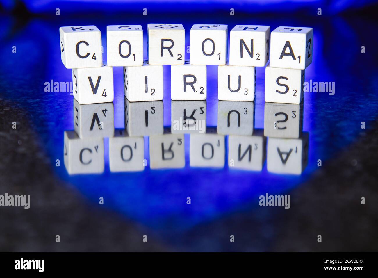 Letters spelling out Coronavirus. To illustrate to Global Pandemic of Coronavirus Stock Photo