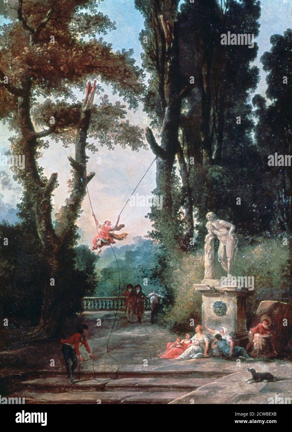 The Swing', c1777. Artist: Hubert Robert. Hubert Robert (1733-1808) was a French Rococo Era Painter. Stock Photo